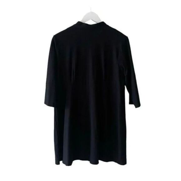 EILEEN FISHER Black Stretch Twist Front Split Long Rayon/Nylon Tunic SZ PL #1810 - Picture 5 of 11